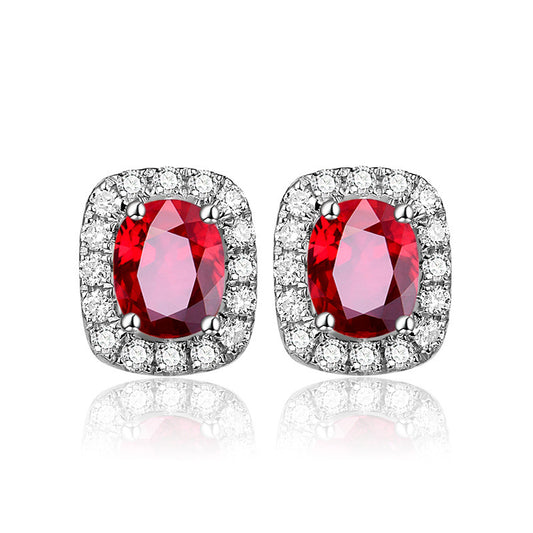 Synthetic Ruby cubic zirconia earrings