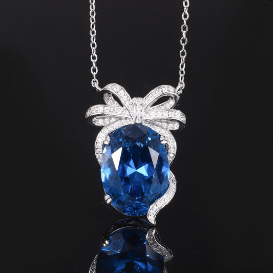 Synthetic spinel cubic zirconia pendant and chain
