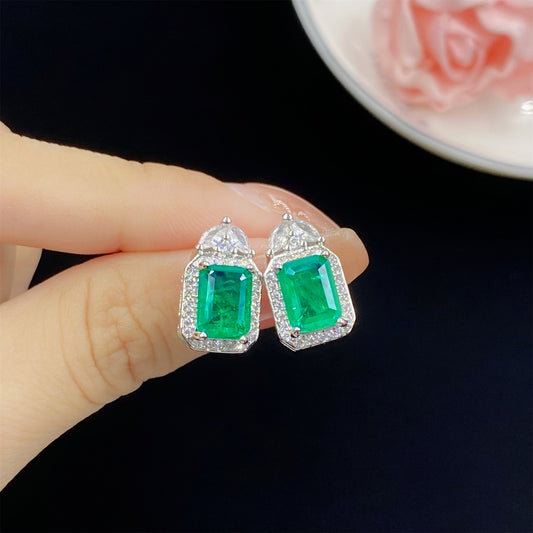 Emerald similant cubic zirconia earrings