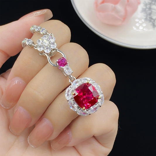 Synthetic Ruby cubic zirconia pendant