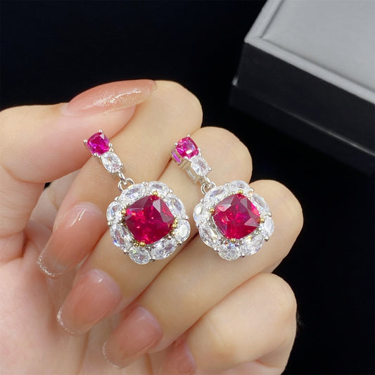 Synthetic Ruby cubic zirconia earrings