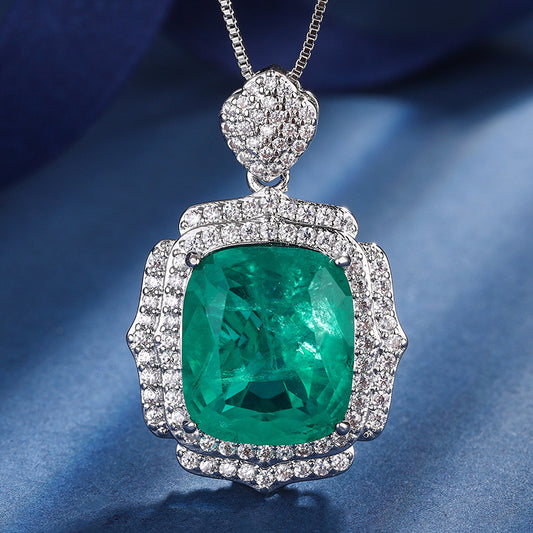 Imitation emerald cubic zirconia pendant and chain