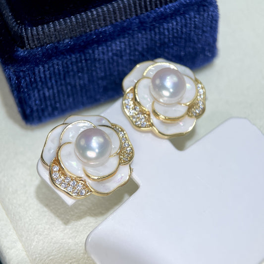 natural freshwater white pearl earrings