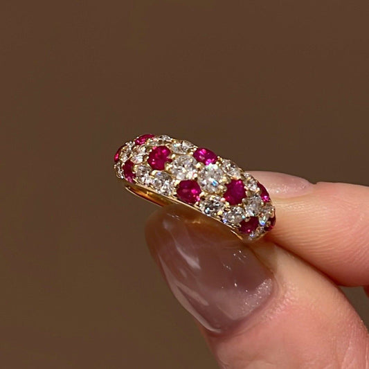 Synthetic Ruby cubic zirconia ring