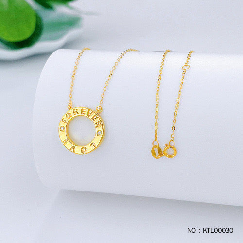 18K yellow adjustable diamond inlaid FOREVER LOVE ring chain set (with Nanjing National Inspection Certificate)