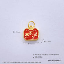 Load image into Gallery viewer, Cyanide-free micro-hard gold 5D hollow double-sided enamel auspicious Ruyi square card bracelet pendant
