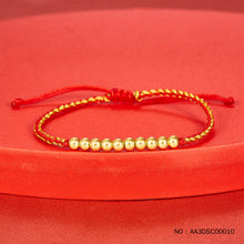 Load image into Gallery viewer, 3D hard gold perfect light beads (about 4mm) lucky red rope adjustable finished bracelet
