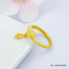 Load image into Gallery viewer, Pure gold Ancient method of solid mouth-fixed dragon year zodiac dragon swinging tail universe female ring
