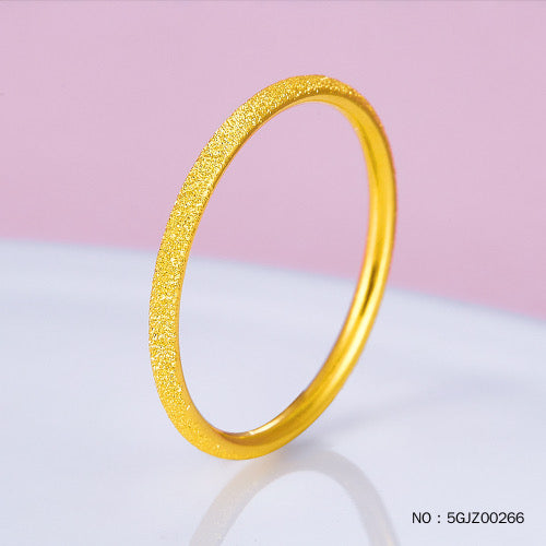 Pure gold 999 character seal) 5G gold Sansheng III sandblasted plain ring ring, thin ring line ring, hollow solid mouth ring