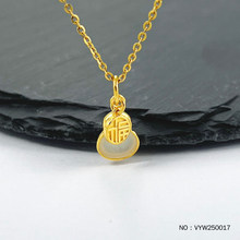 Load image into Gallery viewer, 5G Gold Fortune Brand Gold Inlaid Jade Natural Hetian Jade White Jade Gourd Pendant (chain not included)
