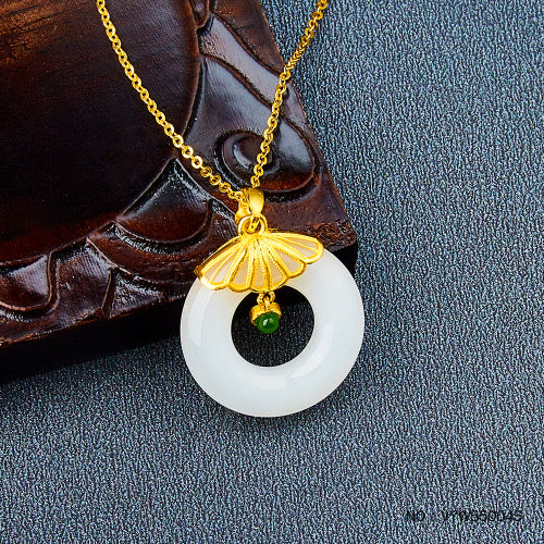5G gold gold inlaid jade natural Hetian jade white jade safety buckle pendant (chain not included)