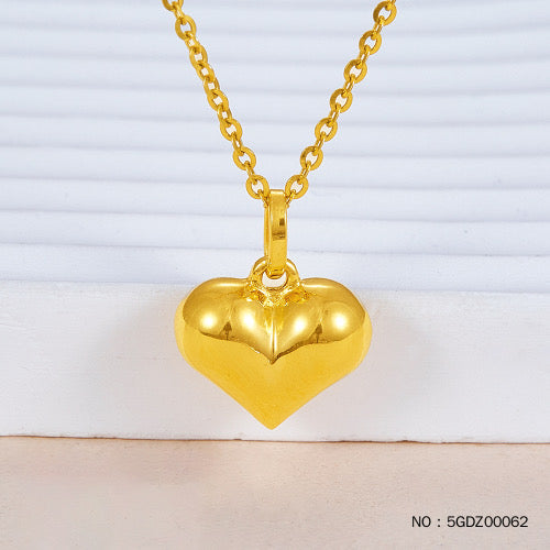 (Pure gold 999 character seal) 5G gold glossy love little fat heart heart-shaped pendant (chain not included)