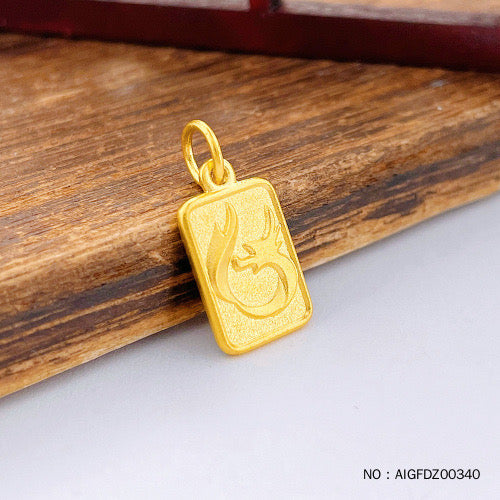 24k pure gold Ancient method solid dragon year zodiac dragon tablet dragon scale fortune medal fortune square medal pendant