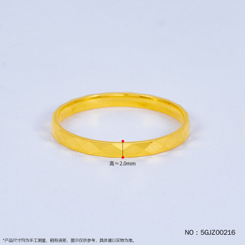 (Pure Gold 999 Character Seal) 5G Gold Diamond Surface Fixed Mouth Ring