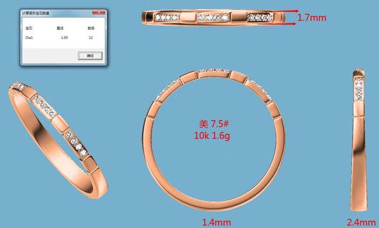 Custom 10k rose gold and natural diamond band .