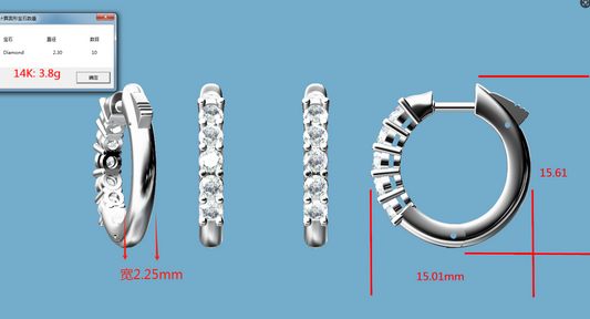 Deposit for custom make 14k white gold hoop earring setting for 10 pieces 2.15-2.4mm round brilliant cut diamonds