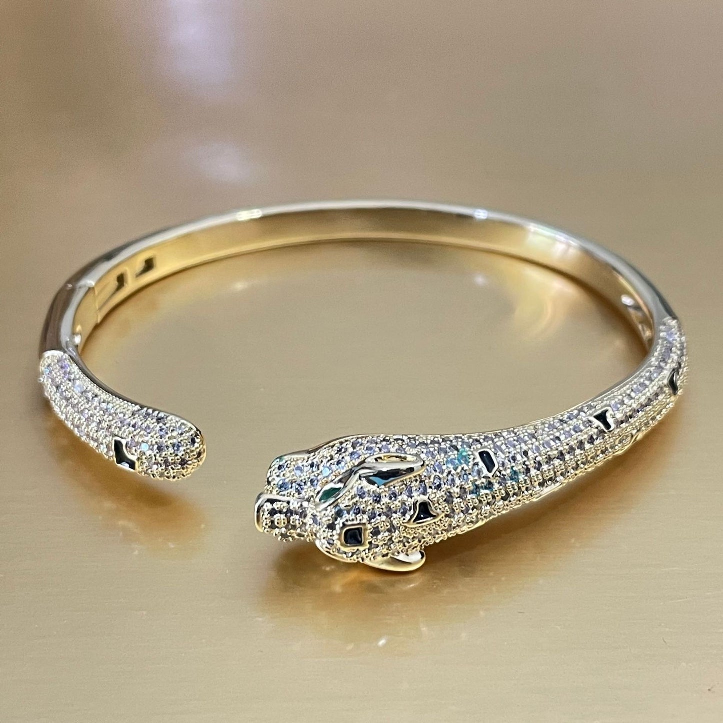 Leopard bangle set with cubic zirconia