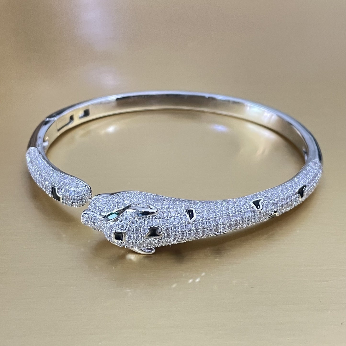 Leopard bangle set with cubic zirconia