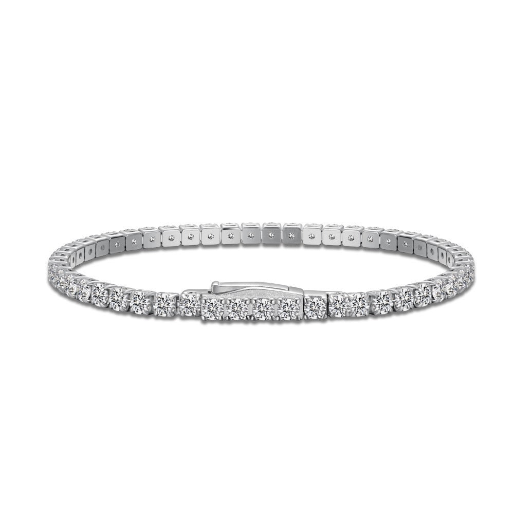 Sterling silver 2.5mm moissanite tennis bracelet  with hidden clasp