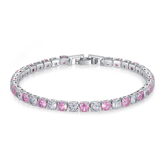 Pink and clear rhinestone tennis bracelet