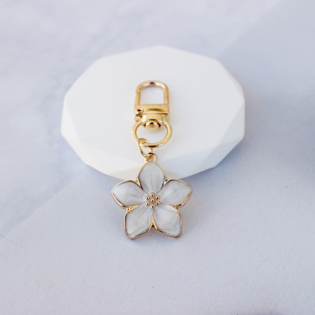 Pear blassom key charm, purse charm cell phone charm