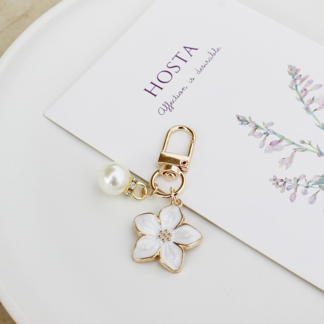 Pear blassom key charm, purse charm cell phone charm