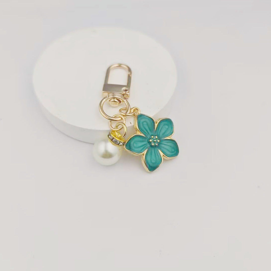 Pear blassom key charm, purse charm cell phone charm