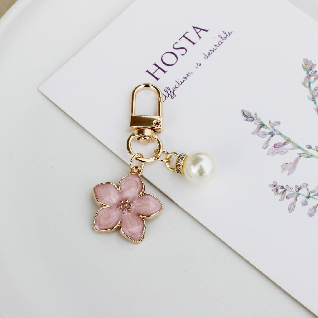 Pear blassom key charm, purse charm cell phone charm