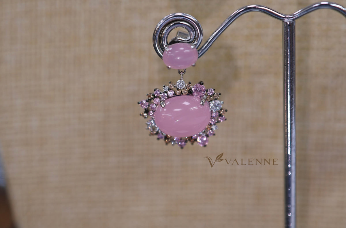 Onyx chalcedony pink earrings