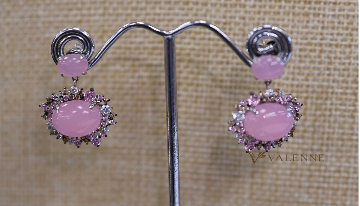 Onyx chalcedony pink earrings