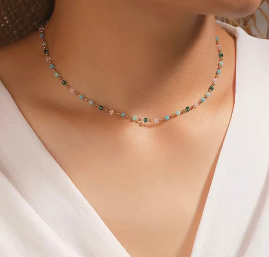 Hand made floating crystal beaded necklace