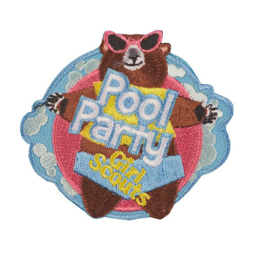 pool party bear iron on patch