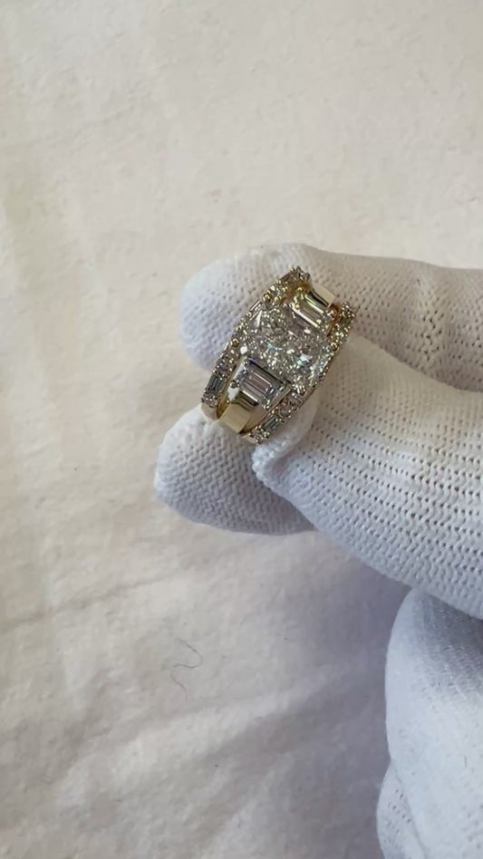 Custom make triple roll three stone ring mounting