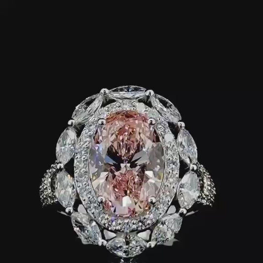 14 karat white gold lab grown pink diamond ring