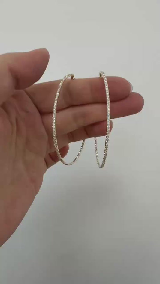 Custom make 14k yellow gold lab grown diamond hoops