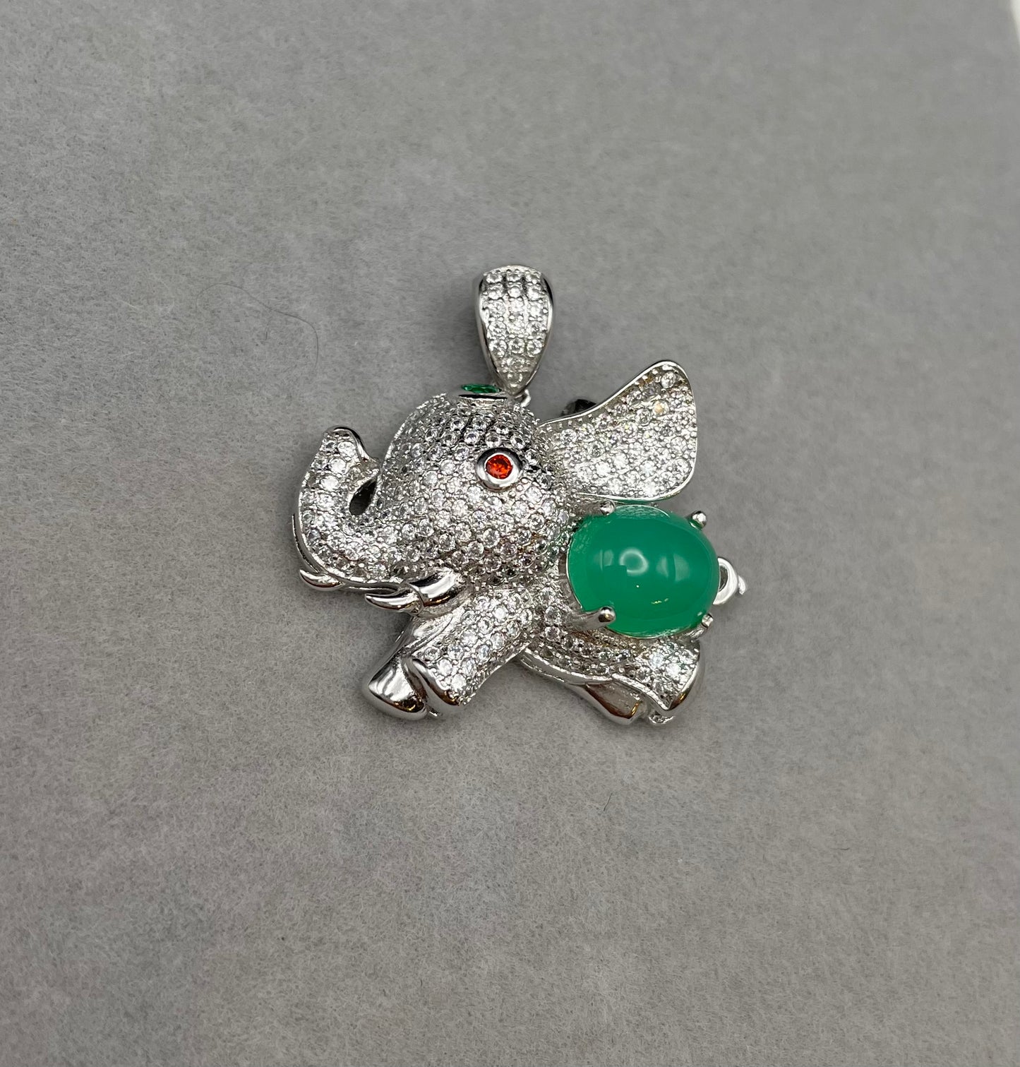 Chalcedony Elephant Pendant Necklace