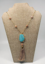 Load image into Gallery viewer, Moonstone, turquoise, gold necklace

