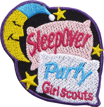 girl scouts sleepover party moon iron on patch
