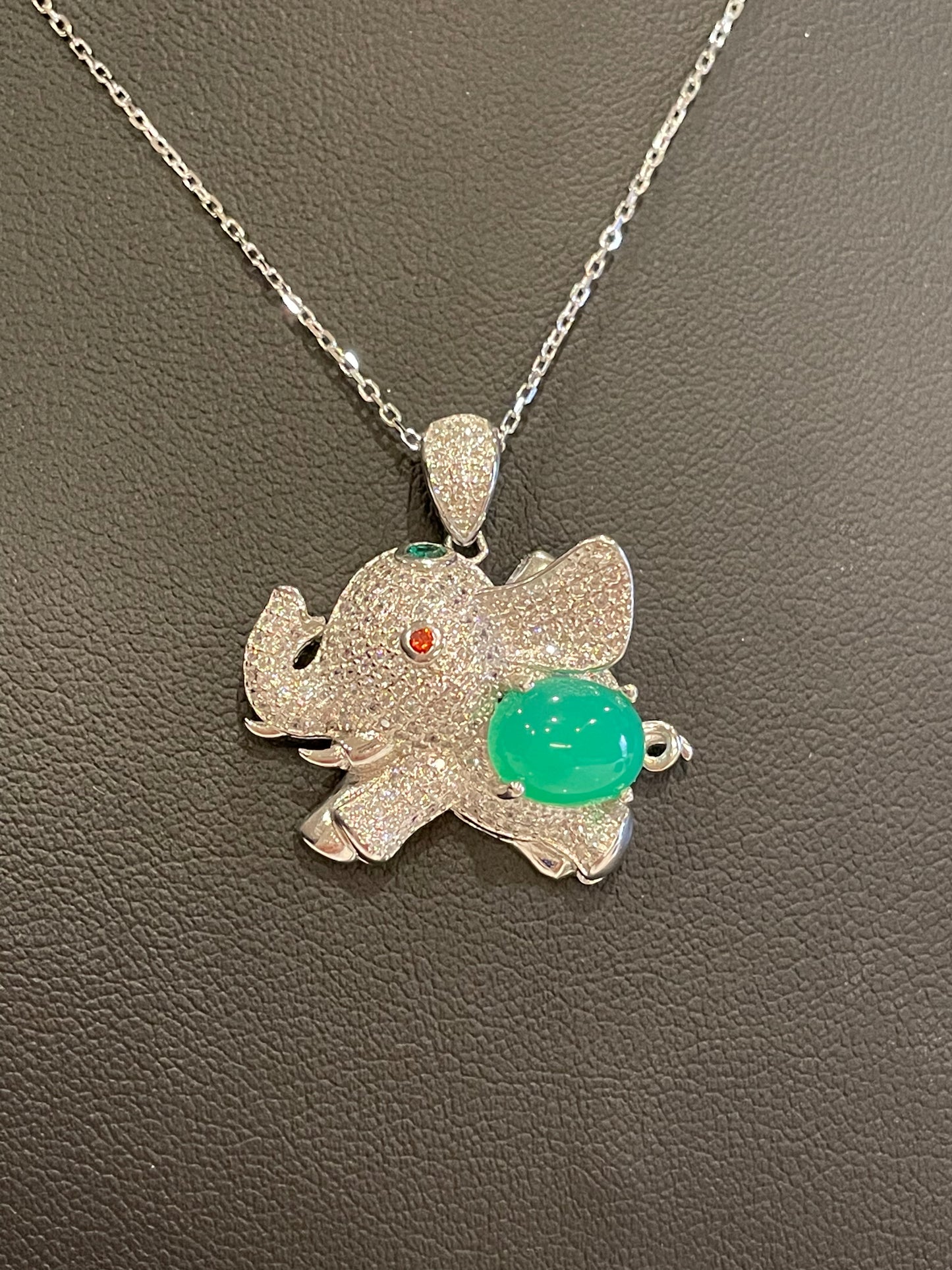 Chalcedony Elephant Pendant Necklace