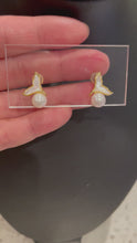 Load and play video in Gallery viewer, 7.5mm Pearl “Tail Fin” Stud Earrings
