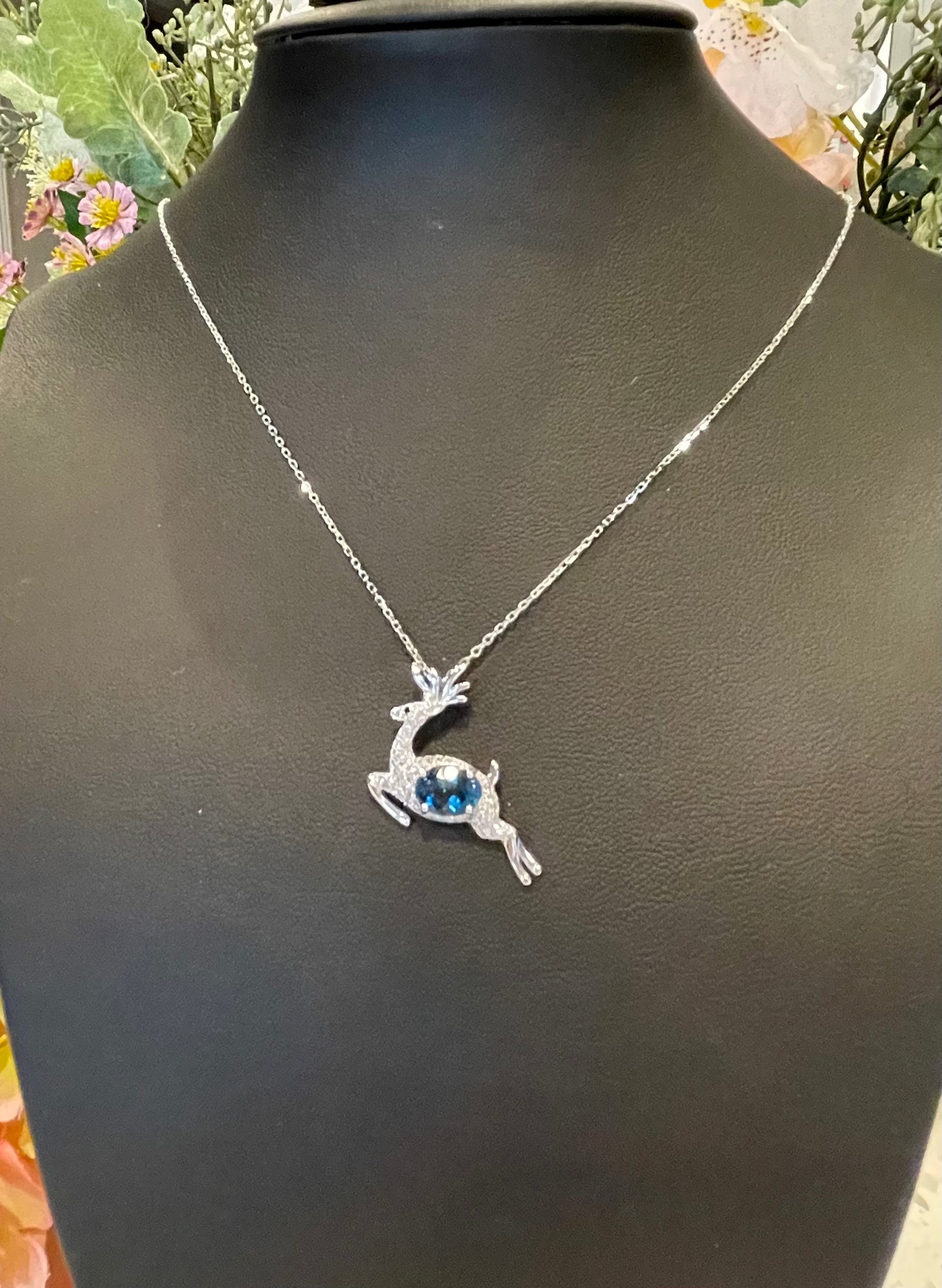 Topaz Jumping Deer Pendant/Necklace