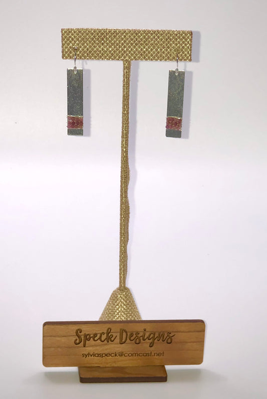 Rectangular Shape Wire Wrapped Stone Silver Earrings