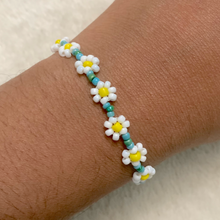 Load image into Gallery viewer, Blue Daisy Beaded Bracelet/Anklet
