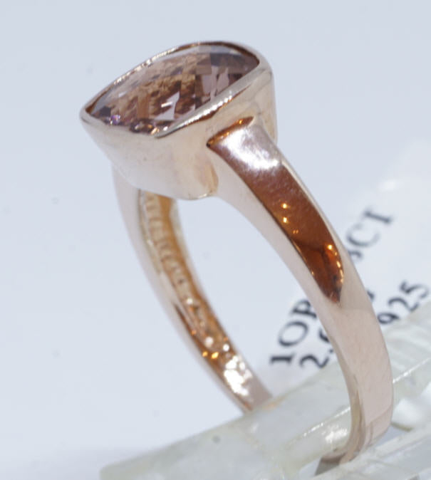 Morganite 2.8 Ct. Checker board cut Oval shape ring