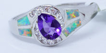 Load image into Gallery viewer, 1 Amethyst, 4 IL Opal, 12 Cubic Zirconium Ring
