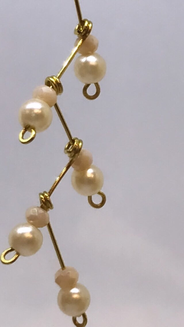 Pearl Snowflake Drops Wire Wrap Earrings