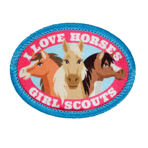 girl scouts love horses sew on patch