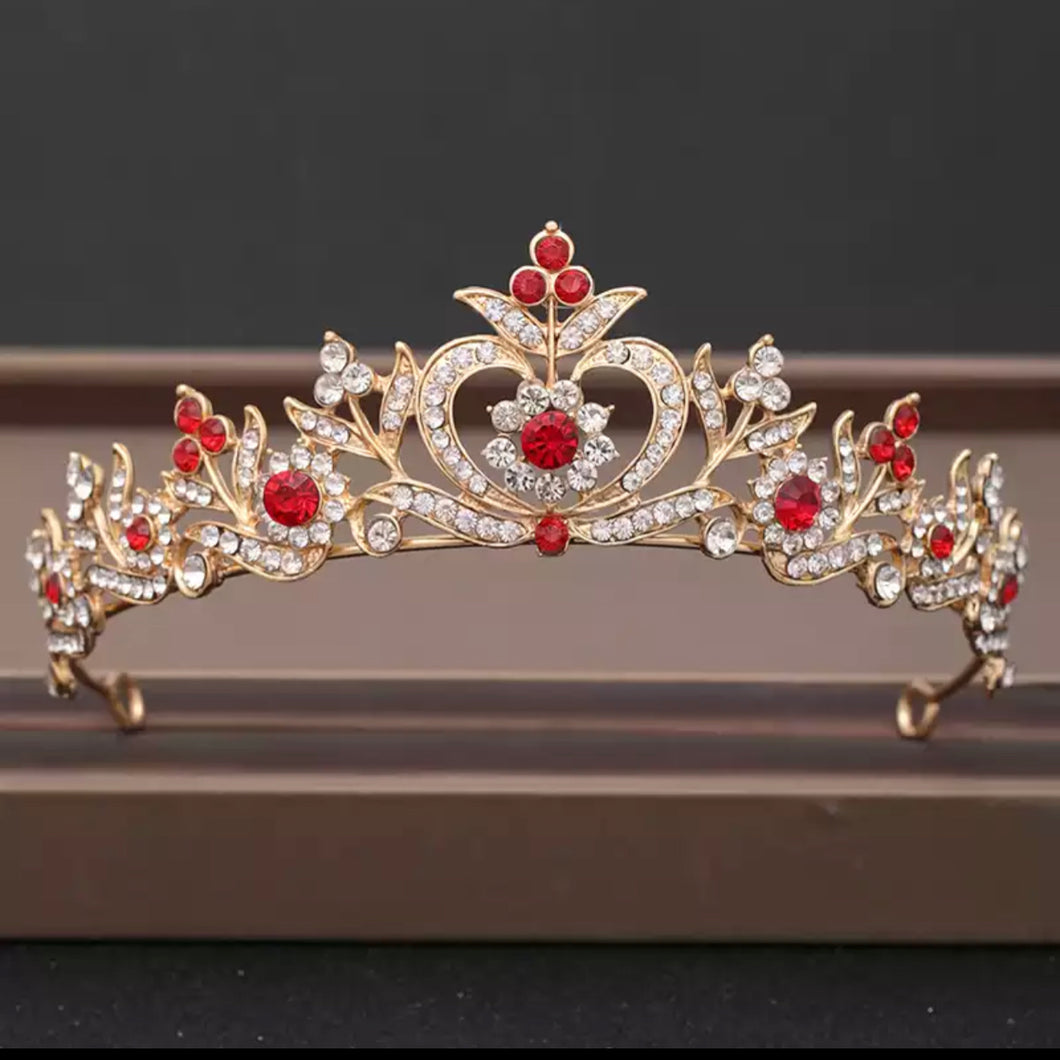 Red and clear color rhinestone tiara
