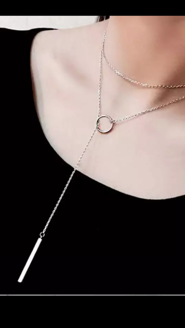 Circle Strip Long Chain Necklace