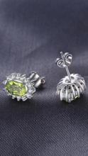 Load image into Gallery viewer, Natural Peridot Halo Stud Earrings
